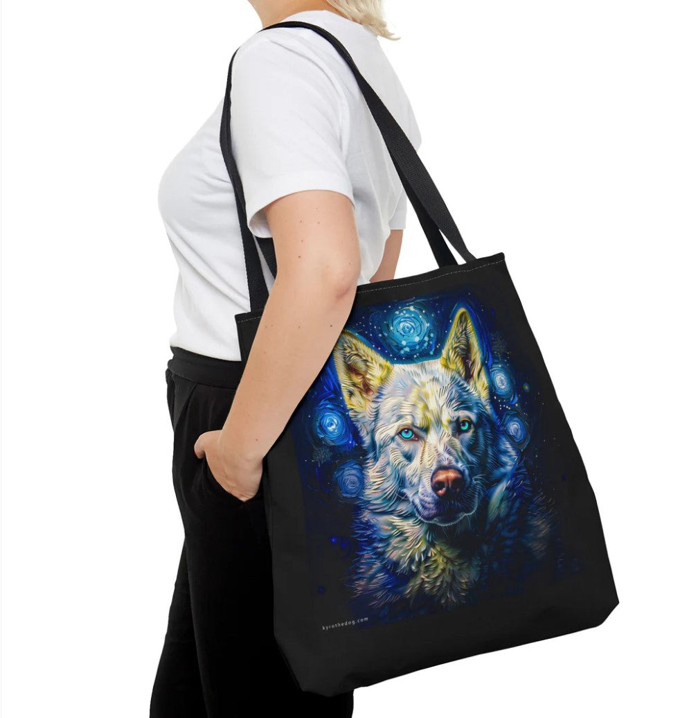 Large black tote bag.